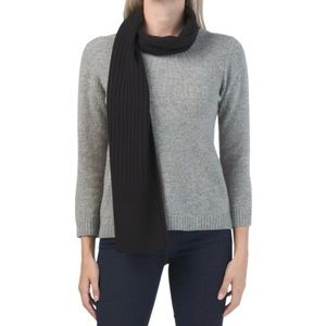 ALL SAINTS Ribbed Knit Mix Wool Blend Solid Scarf, Black, OS